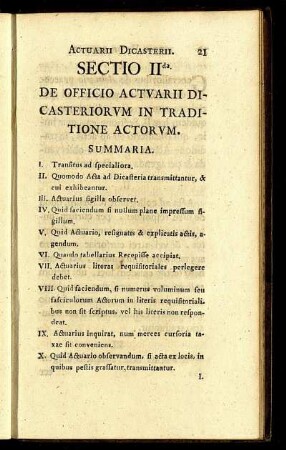 Sextio II. De Officio Actuarii Dicasteriorum In Traditione Actorum.