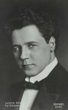 Porträt Ludwig Ermold : Porträt Ludwig Ermold (1883-1949; Sänger). Fotografie (Weltpostkarte) von E. Müller (Hahn Nachf.). Dresden, ab 1909