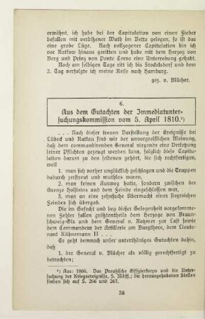 6. Aus dem Gutachten der Immediatuntersuchungskommission vom 5. April 1810