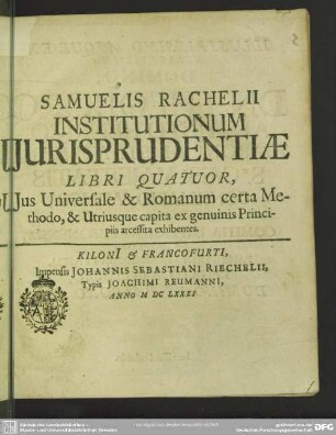 Institutionum iurisprudentiae libri quatour ...