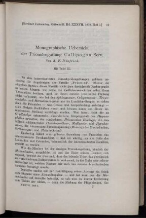 Monographische Uebersicht der Prionidengattung Callipogon Serv.