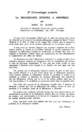 180-182, 3. Criminologie juvénile