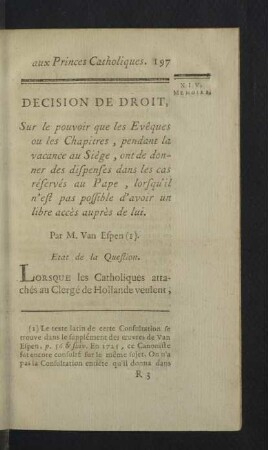[XIV. Memoire.] Decision de droit