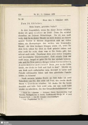 Nr 20. Rom den 3. Oktober 1835