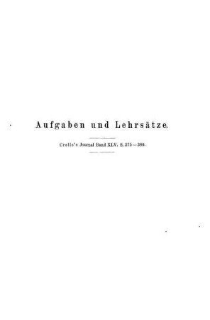 Lehrsätze und Aufgaben.