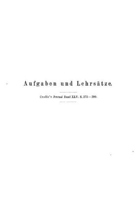 Lehrsätze und Aufgaben.