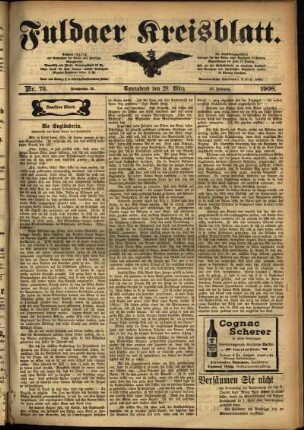 Zweite Ausgabe vom Samstag, den 28. März 1908.