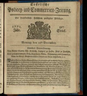 51tes Stueck, Montag den 23ten December 1771