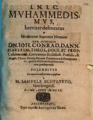 Mvhammedismvs, breviter delineatus