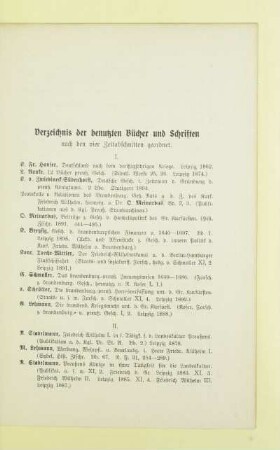 Verzeichnis der benutzten Bücher und Schriften