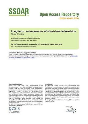 Long-term consequences of short-term fellowships