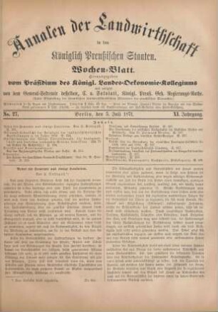 No. 27. Berlin, den 5. Juli 1871. XI. Jahrgang.