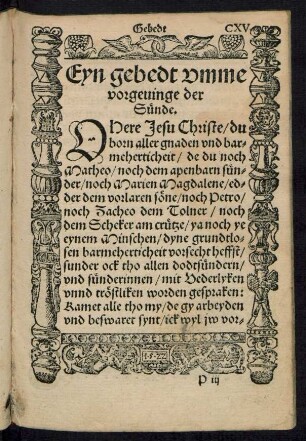 Eyn gebedt umme vorgevinge der Sünde.