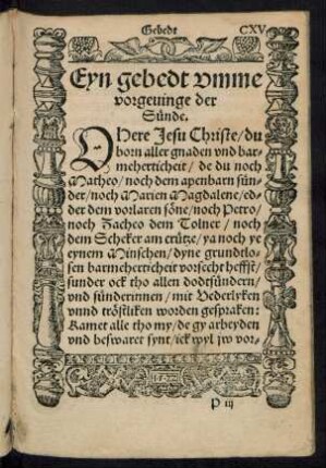 Eyn gebedt umme vorgevinge der Sünde.