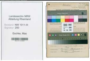 Entnazifizierung Max Eschke , geb. 01.09.1907 (Studienrat)