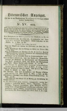 Literarischer Anzeiger No. XV. 1823