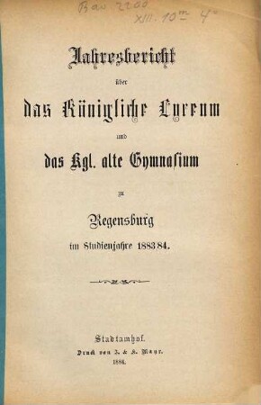 Jahres-Bericht. 1883/84