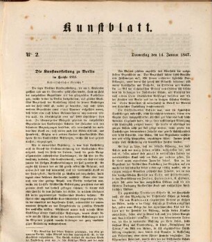 Morgenblatt für gebildete Leser. Kunstblatt. 1847