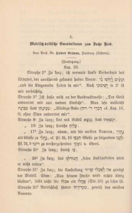 112-118 Metrisch-kritische Emendationen zum Buch Hiob : Fortsetzung