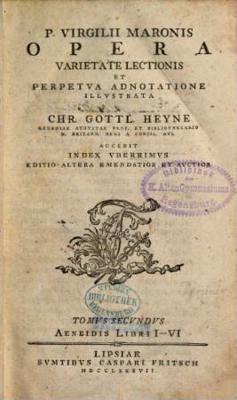 P. Virgilii Maronis Opera. 2, Aeneidis libri I - VI