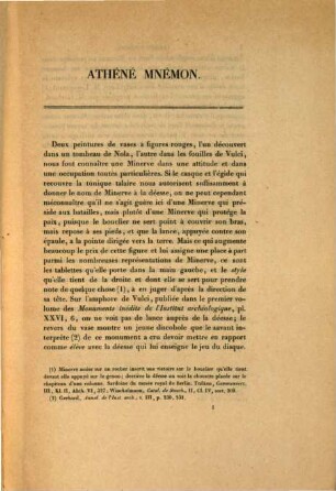 Dissertations archéologiques : Athéné Mnémon. Dionysus et les Cabires. Marsyas et Olympus. La cession de Calauria à Neptune