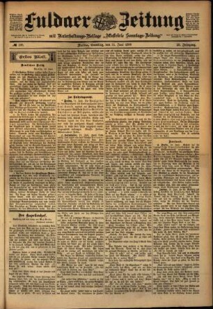 Erste Ausgabe vom Samstag, den 11. Juni 1898.