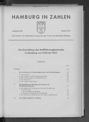 Die Entwicklung des Kraftfahrzeugbestandes in Hamburg von 1950 bis 1962
