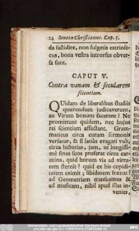 Caput V. Contra vanam & secularem scientiam.
