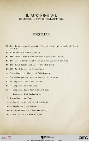 II. Auktionstag. Donnerstag, den 22. November 1917 (Nr. 179-415)