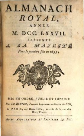 Almanach royal. 1777