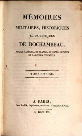 Mémoires militaires, historiques et politiques de Rochambeau, 2