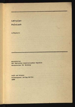 Lehrplan Polnisch : Aufbaukurs