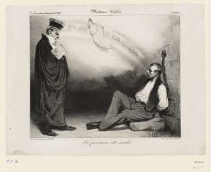 Moderne Galilée, Blatt 436 derFolge "La Caricature: revue morale, judiciaire, littéraire, artistique, fashionable et scénique" n° 209, Paris 1834