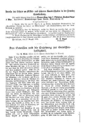 Das Gewissen und die Erziehung zur Gewissenhaftigkeit