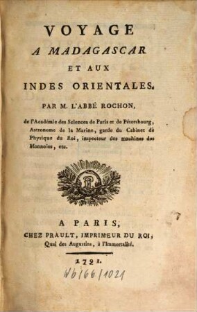 Voyage À Madagascar Et Aux Indes Orientales, 1