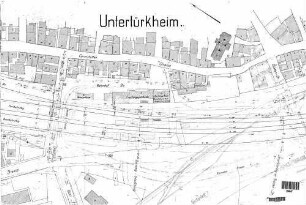 Stuttgart-Untertürkheim Pbf: Empfangsgebäude Verwaltungsgebäude Lagepl.(Verw.-Gebäud.,Nebngeb.,Gl.-Anl.)