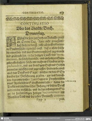 Uber das Vierdte Buch. Donnerstag