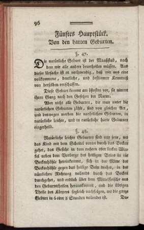 Fünftes Hauptstück. Von den harten Geburten.