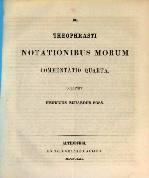 De Theophrasti notationibus morum : Commentatio I - IV. 4