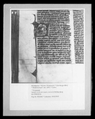 Lüneburger Bibel — Initiale A (rfaxat itaque), darin dei Enthauptung des Holofernes