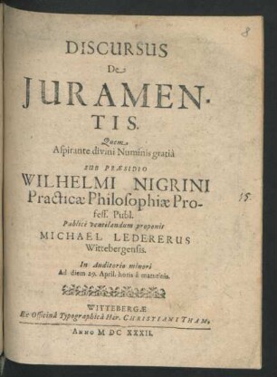 Discursus De Iuramentis