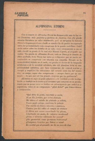 Alfonsina Storni - [Necrología]
