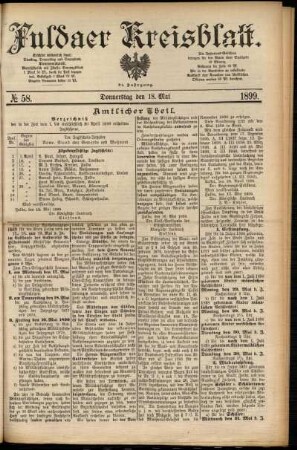 Erste Ausgabe vom Donnerstag, den 18. Mai 1899.