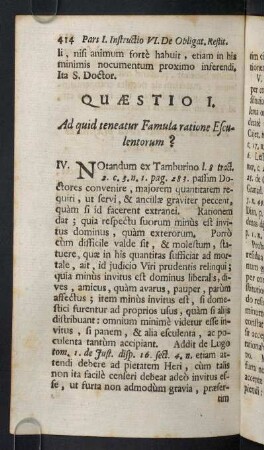 414-424, Quaestio I. Ad quid teneatur Famula ratione Esculentorum?