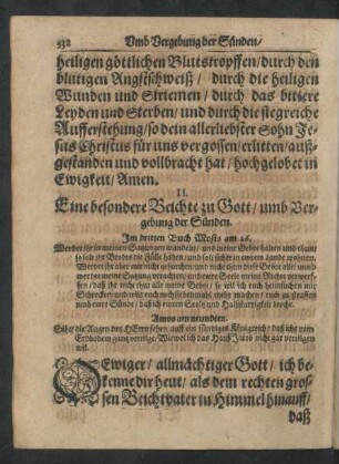 II. Eine besondere Beichte zu Gott/ umb Vergebung der Sünden.