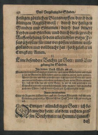 II. Eine besondere Beichte zu Gott/ umb Vergebung der Sünden.