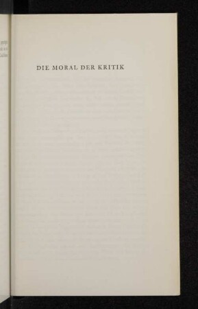 Die Moral der Kritik