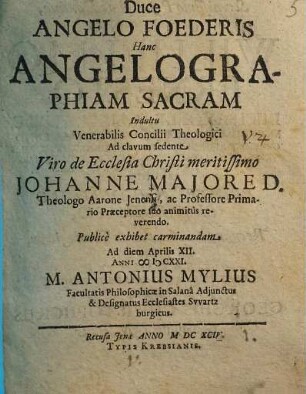 Duce angelo foederis hanc angelographiam sacram