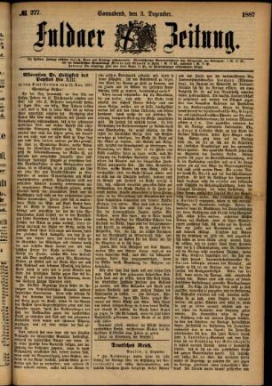 Ausgabe vom Samstag, den 03. Dezember 1887.