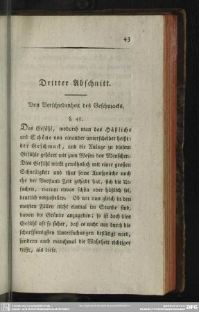 Dritter Abschnitt. Von Verschiedenheit des Geschmacks